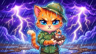 Cleo the Brave Cat Saves a Baby Bird in the Storm! 🐱🌩️🐦