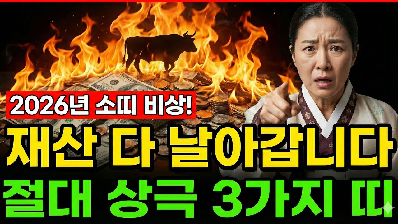 2026년 소띠, 이 '3가지 띠' 절대 가까이 마세요! 전재산 다 날아가기 싫다면 꼭 보세요
