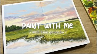 Sunset Landscape Painting / Gouache Painting / Paint with me / Painting Tutorial