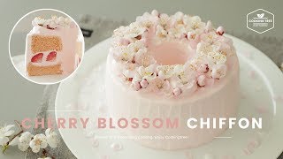 봄 향기 가득~ 벚꽃 쉬폰 케이크 만들기 : Cherry blossom chiffon cake Recipe - Cooking tree 쿠킹트리*Cooking ASMR