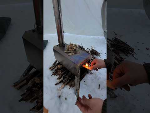 Hot Tent Winter Camping - Full video on my channel #camping #outdoors #bushcraft