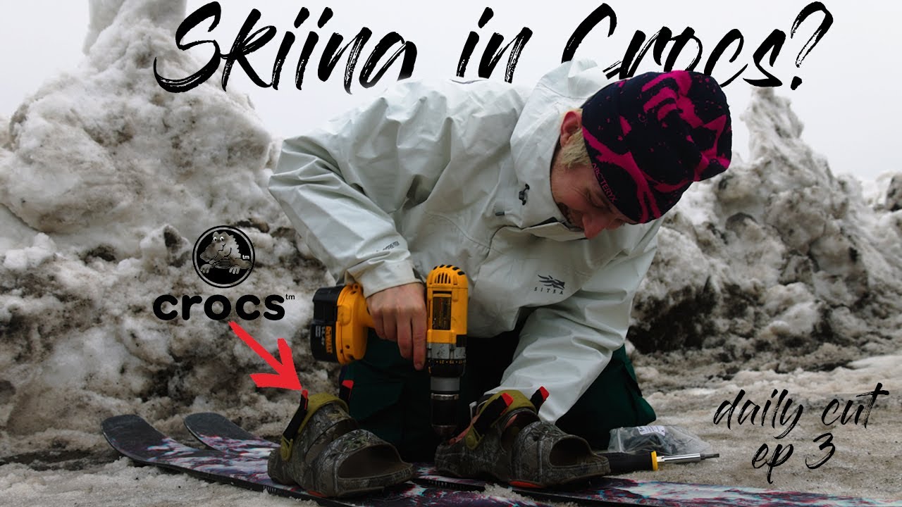drilling crocs into $800 skis - YouTube