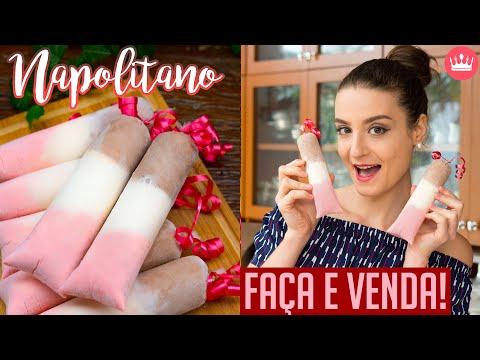 SACOLÉ NAPOLITANO (GELADINHO GOURMET CREMOSO) - Doces para Vender: Cozinha do Bom Gosto - Gabi Rossi