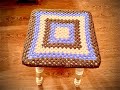 Сидушка-чехол на табуретку квадратная крючком-Square crochet seat cover on a stool