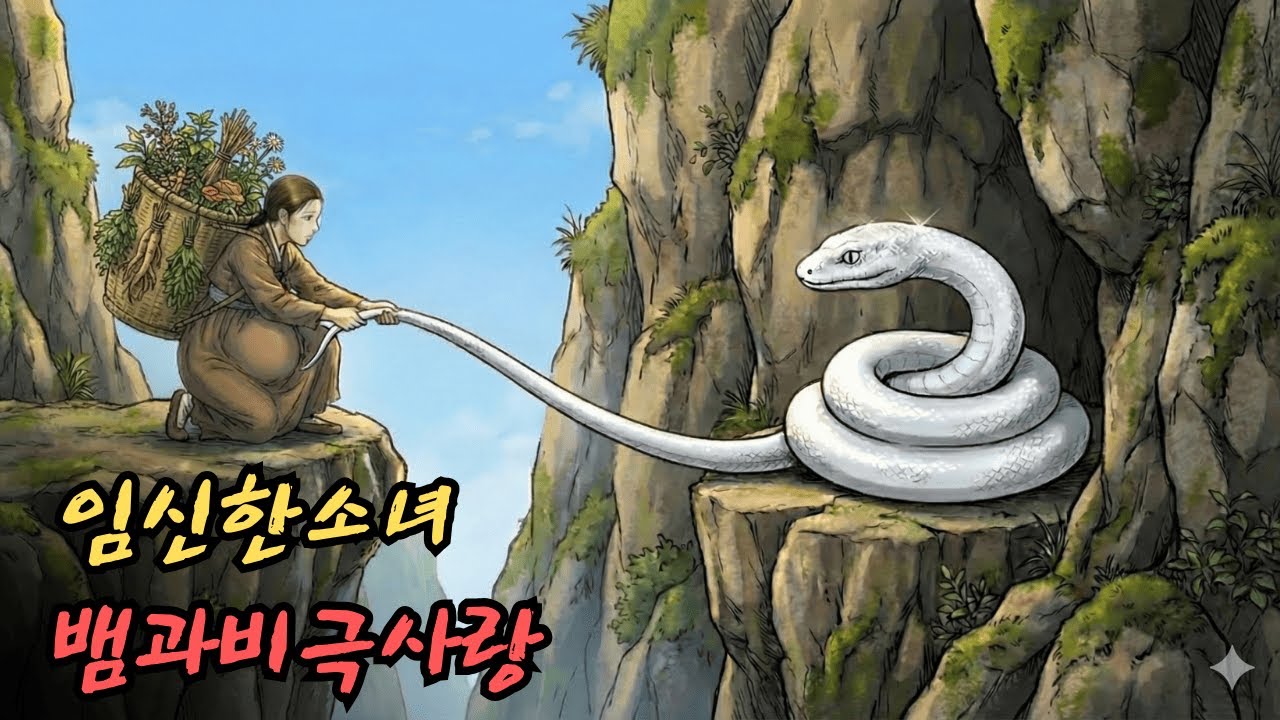 가난하고 임신한 소녀가 약초를 캐러 갔다가 우연히 절벽에 갇힌 뱀을 구하게 되고, 그 순간부터 비극적인 사랑 이야기가 시작됩니다. | 민담 | 전설 | 설화 | 옛날이야기