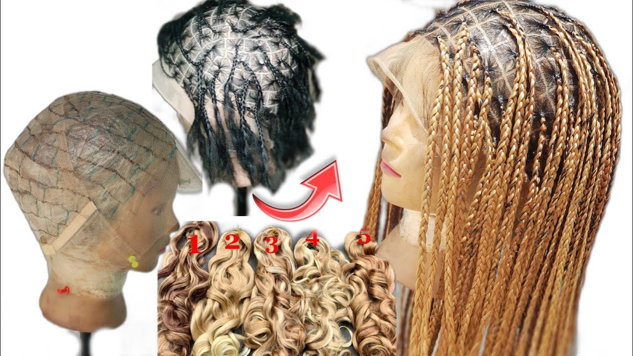 DIY full lace ventilated wig using French curls/sisi braiding hair
