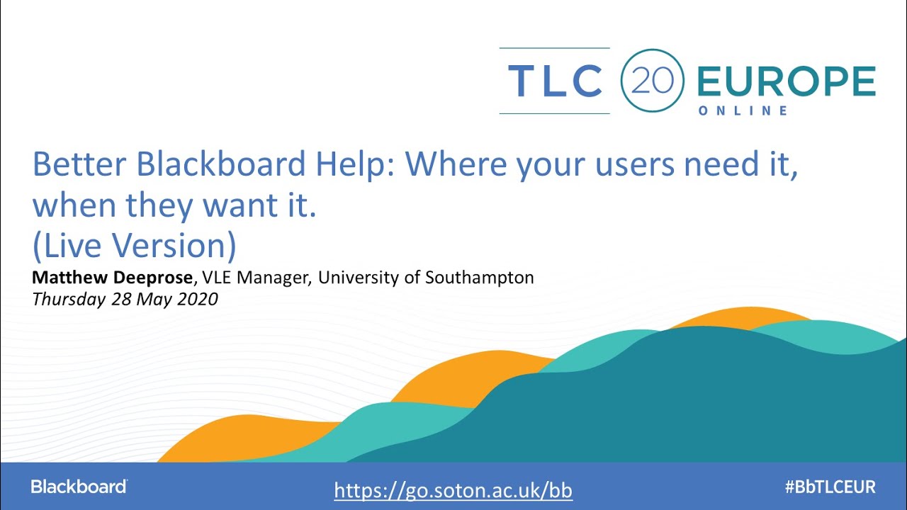 Better Blackboard Help Live "Trailer" TLC Europe 2020 BbTLCEUR