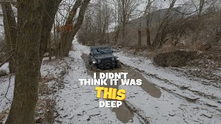 The best off-road trail in the winter! #jeep #amp #offroad #roughcountrylift #capcut #goprohero10