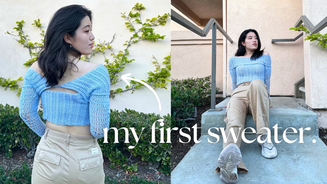 i crocheted my first sweater ever (in 4 days!) | crochet vlog - YouTube
