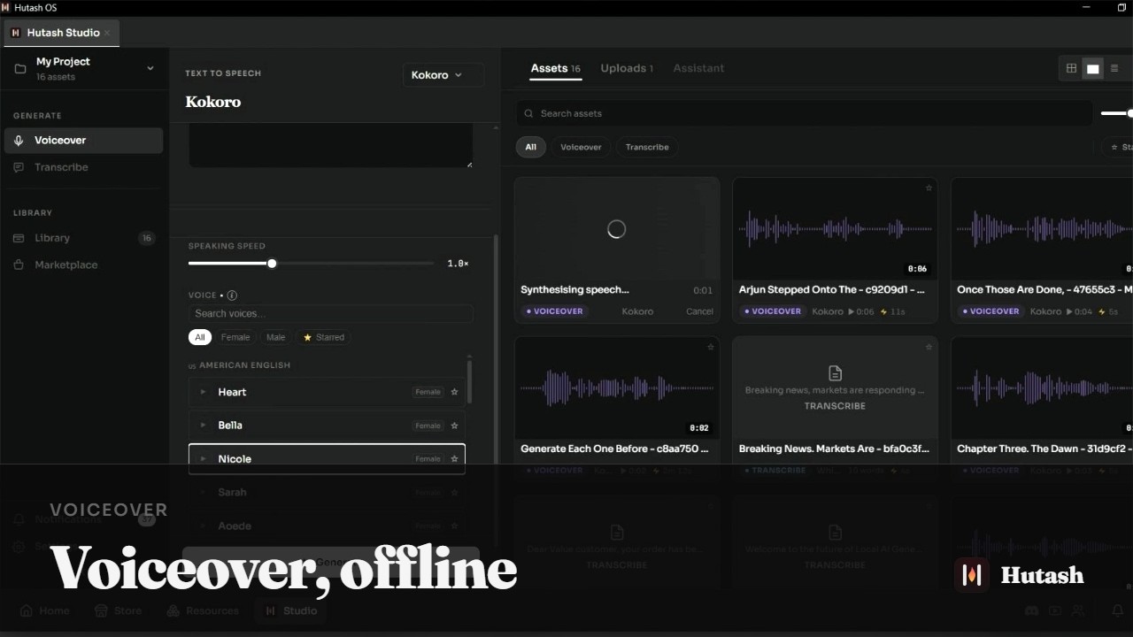 Generate voiceovers on your own computer — free, no API key | Hutash