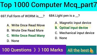 Part_7|Top 1000 Fundamental Computer MCQ With Answers|computer fundamental mcq questions answers