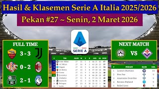Serie A Results 2026 - AS Roma vs Juventus - Serie A 2025/2026 Week 27