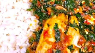 Fluted Pumpkin leaves stew with white Rice || Great Recipe #cooking 