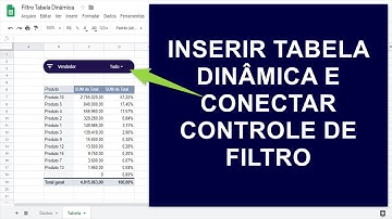 Inserir Controle de Filtro em Tabela Dinâmica de Planilha do Google Driver