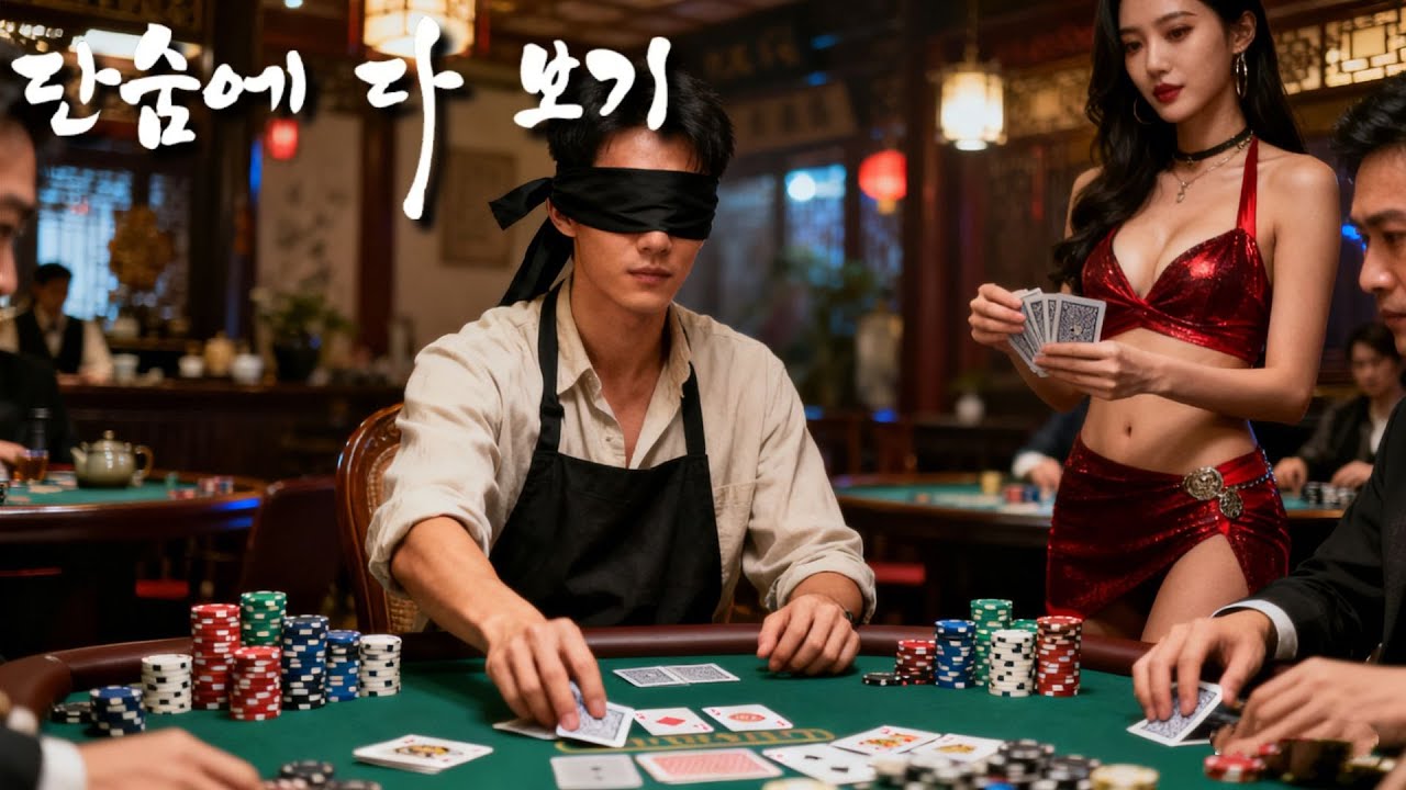 하찮은 찻집 직원의 진정한 정체는 전설의 노름왕! 눈을 가리고 한 장의 카드로 적의 도장을 순식간에 파산시키다!