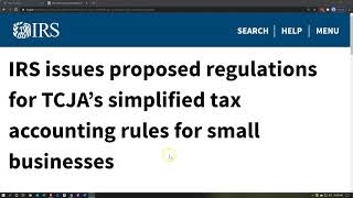 IRS issues proposed regulations for TCJA’s simplified tax accounting rules for small businesses
