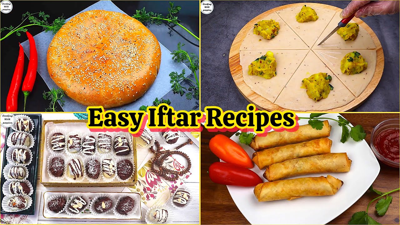 4 Easy Iftar Snacks Recipes for Ramadan, Aloo Samosa, Spring Rolls, Chicken Bread, Stuffed Dates