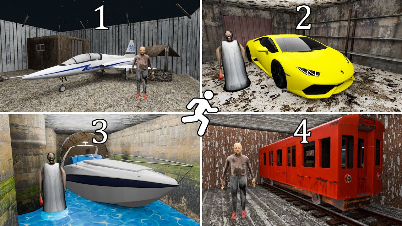 Granny Escape 4 Endings with Vehicles | Funny Animation