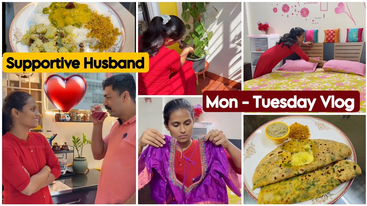 ✨️A realistic day in my life💁‍♀️supportive husband👦lunch platter🥙easy aloo parata|18dec #vlog #video