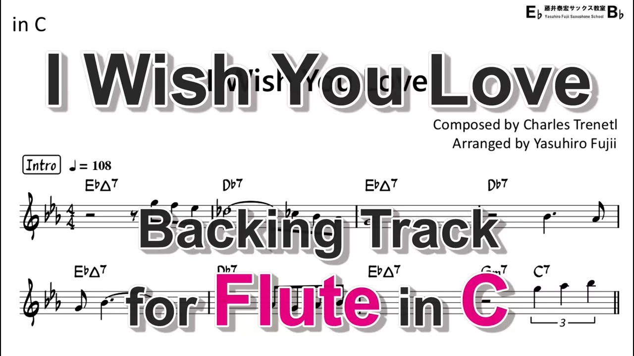 I Wish You Love - Backing Track with Sheet Music for Flute in C