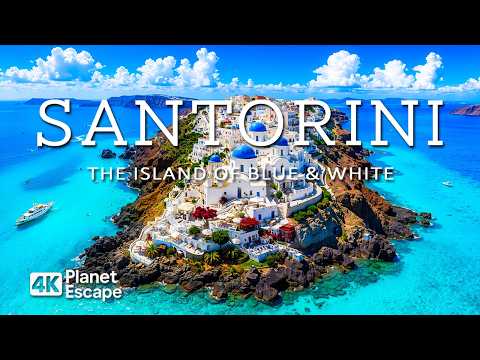 FLYING OVER SANTORINI (4K UHD) – Soothing Music Along With Beautiful Nature Video - 4K Video ULTRAHD