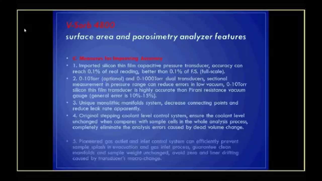 BET surface area and porosity analyzerVSorb 4800 YouTube