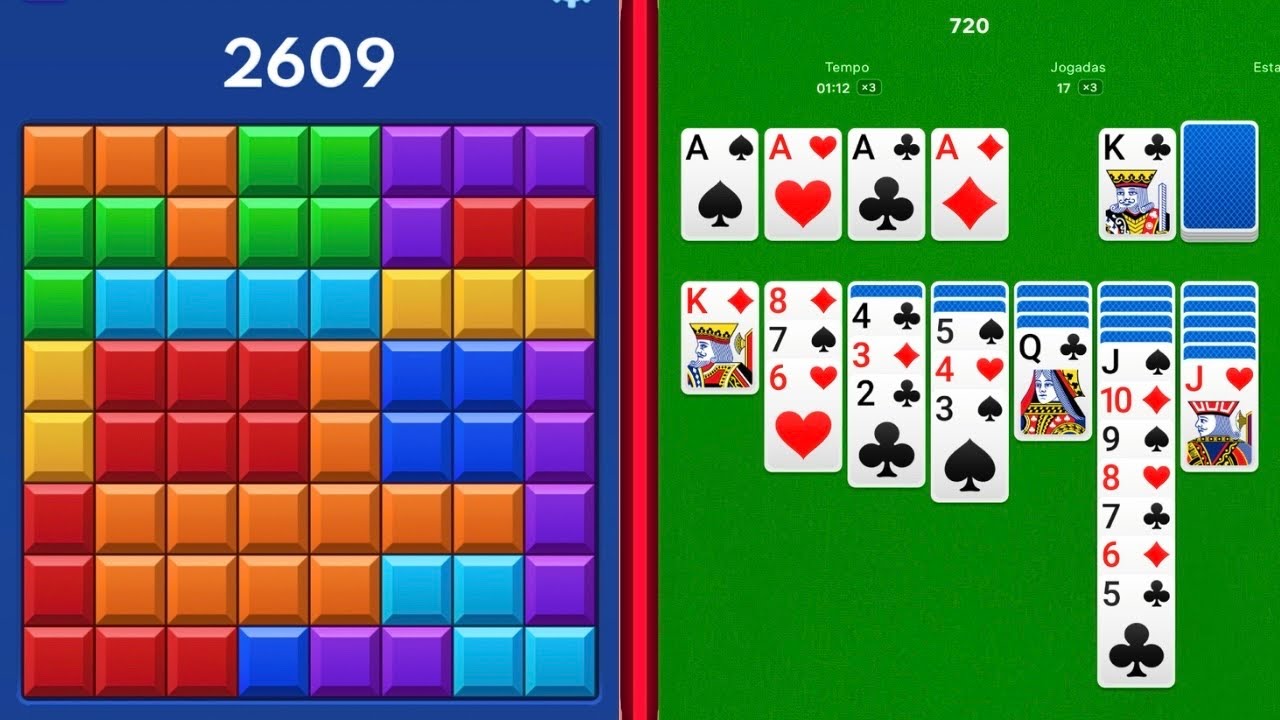 🧩 Block Blast Puzzle VS 🃏 Solitaire – Puzzle Gameplay 🎮