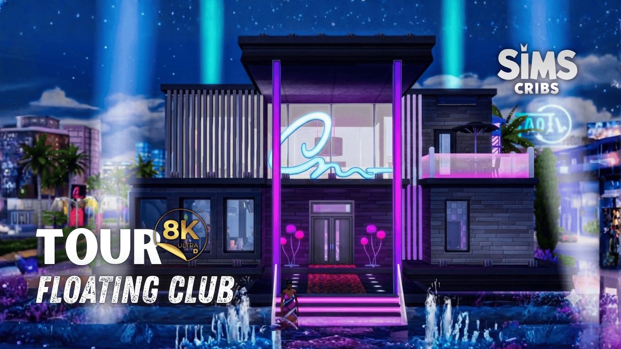 I Built a FLOATING Nightclub in Sims 4 | Cyberpunk Studio PBP Renovation