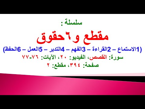 مقطع و6 حقوق سورة القصص الفيديو ٢٠ الآيات ٧٦ ٧٧ في المصحف صفحة ٣٩٤ مقطع ٢ محمد ماضي 