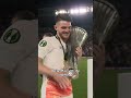 Declan Rice lifts the trophy!