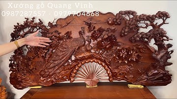 Tranh Quạt Vip Gỗ Hương Ta Phù Dung Công Mai Điểu Tùng Hạc