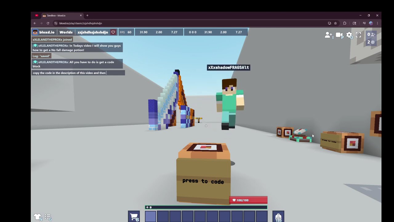 How to get a No fall damage potion in Bloxd.io / Feather falling