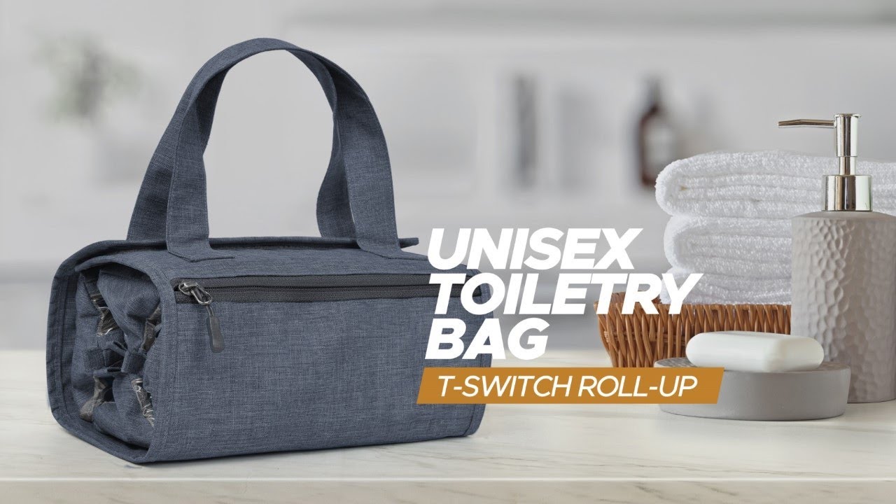 FATMUG Travel Organizer, Roll-up Ladies Toiletry Kit | Cosmetics Make-up Pouch For Women | Dark Grey