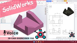 SolidWorks | 3D CAD EXERCISES 192 | StudyCadCam | Solution Tutorial |