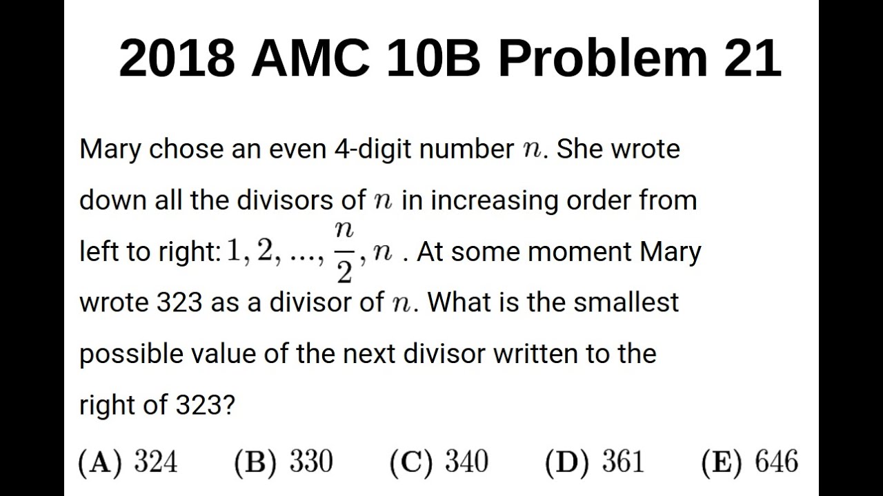 2018 AMC 10B Problem 21 - YouTube
