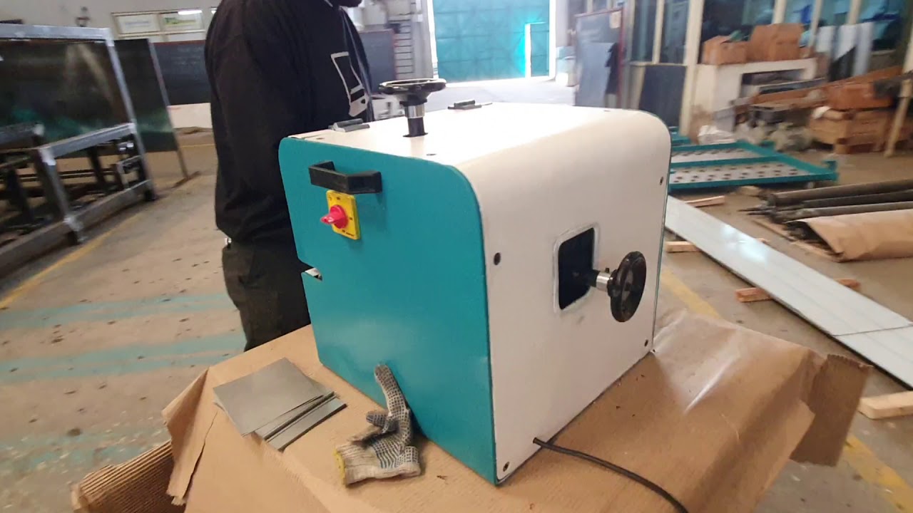Table top shear cut edge burr removal Machine. From valgro YouTube