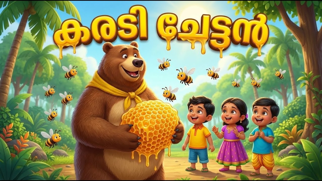 കരടി ചേട്ടൻ തേൻ തേടി 🐻🍯 | Malayalam Kids Rhyme | Karadi Song | Chakkara Toons