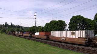 UP 8820 Leads A Stack Train @ Old Town Tacoma, WA w Canon HF11