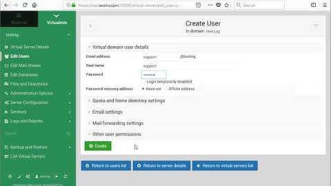 Creating email accounts in Virtualmin as an account owner