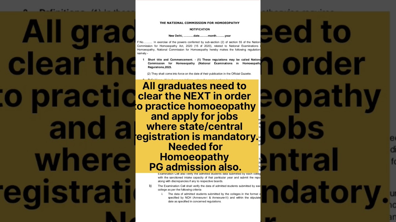 NCH Act 2023 NEXT NTET Exam for Homoeopathy  
