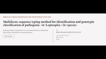 Multilocus sequence typing method for identification and genotypic classification of ... | RTCL.TV