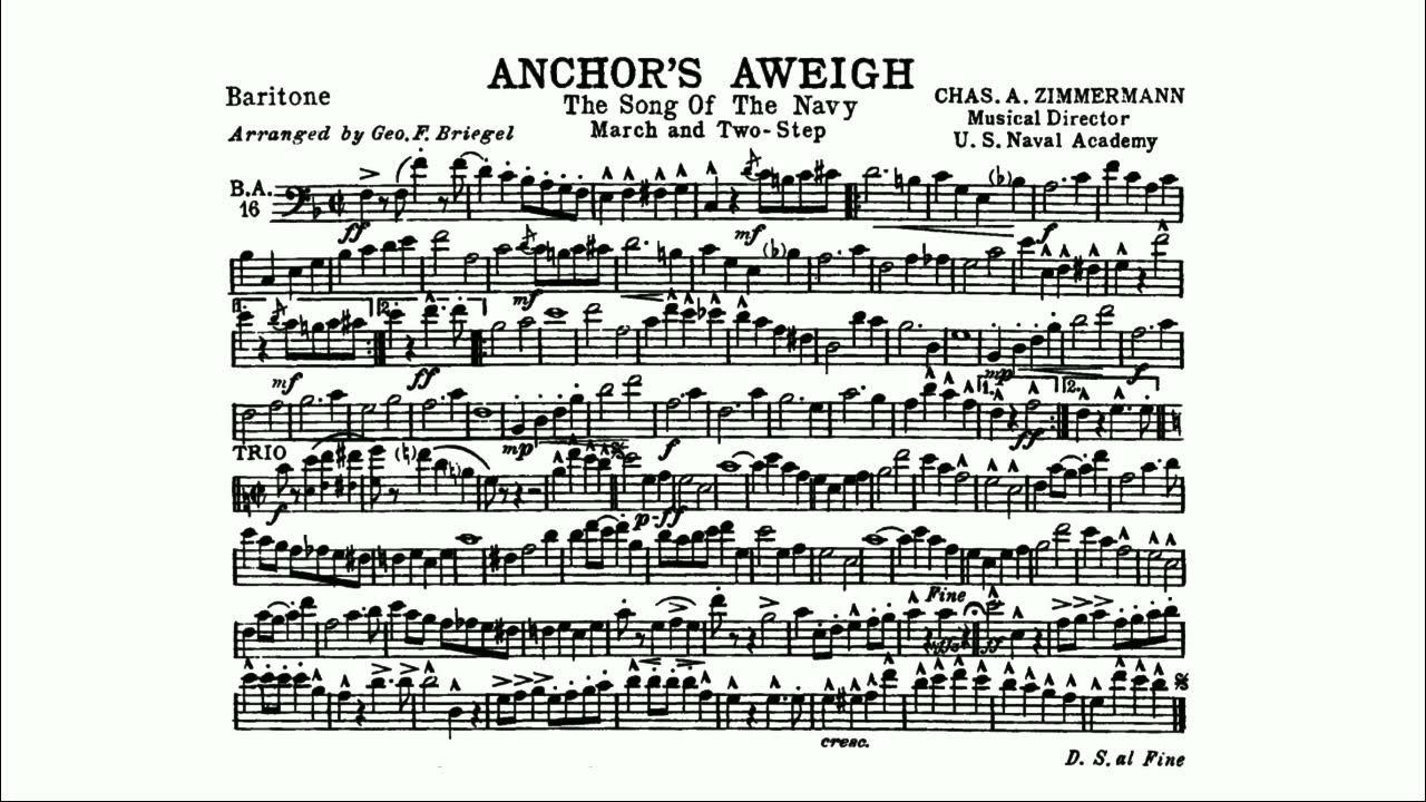 Anchors Aweigh March Baritone by Charles A. Zimmerman YouTube