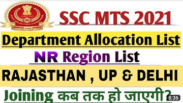 SSC MTS 2021 DEPARTMENT ALLOCATION LIST NR REGION | SSM MTS 2021 #rbe #ssc #aspirants