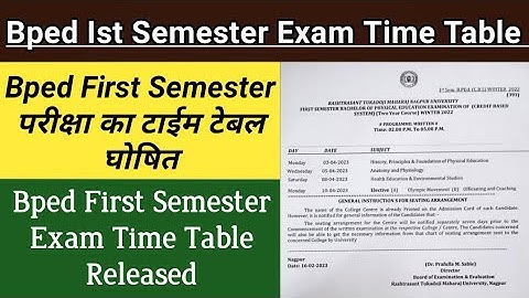 || Bped First Sem. Exam Time Table Released || Bped Ist Sem. परीक्षा का टाईम टेबल घोषित हुआ ||