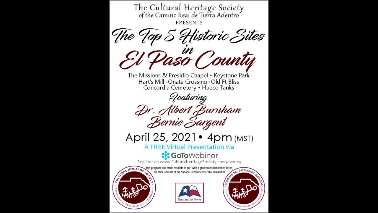 CHS Webinar Series 4/25/2021: Top 5 Historic Sites in El Paso County  Dr A. Burnham & Bernie Sargent