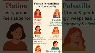Female Personalities In Homeopathy1. Platinavery Proudfeels Superior2. Pulsatillamild,