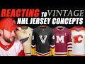 Reacting to NHL VINTAGE Jersey Concepts! (designs by Drew)