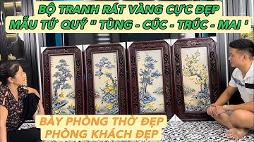 BỘ TRANH TỨ QUÝ RÁT VÀNG LOẠI ĐẸP - GỐM SỨ BÁT TRÀNG .