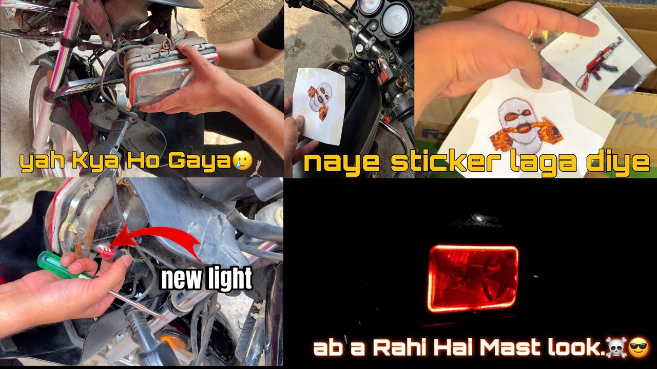 Splendor Headlight Modified Neon light 🥵 | Parking Light Change ...