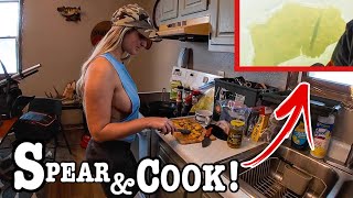 Ice Spearing CATCH AND COOK at the CABIN!!! (BIG & TASTY!!)